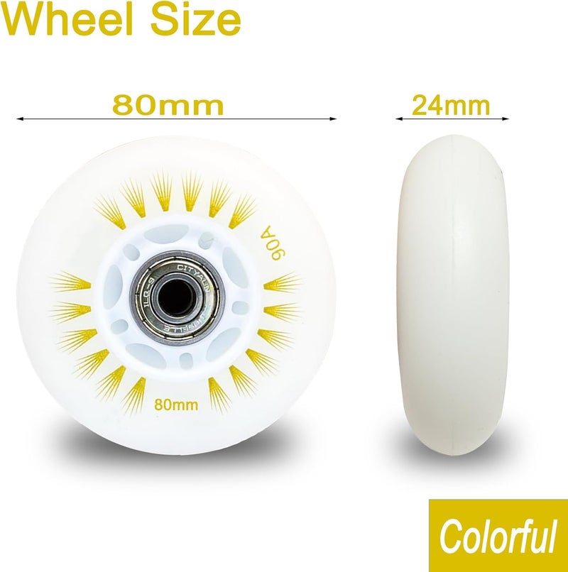 FYANER Light up Inline Skate Wheels & Roller Blade Wheels 76mm/80mm with Bearings ABEC-9 for Indoor & Outdoor use 90A Luminescence Roller Blade Wheels 4-Pack - Image 2